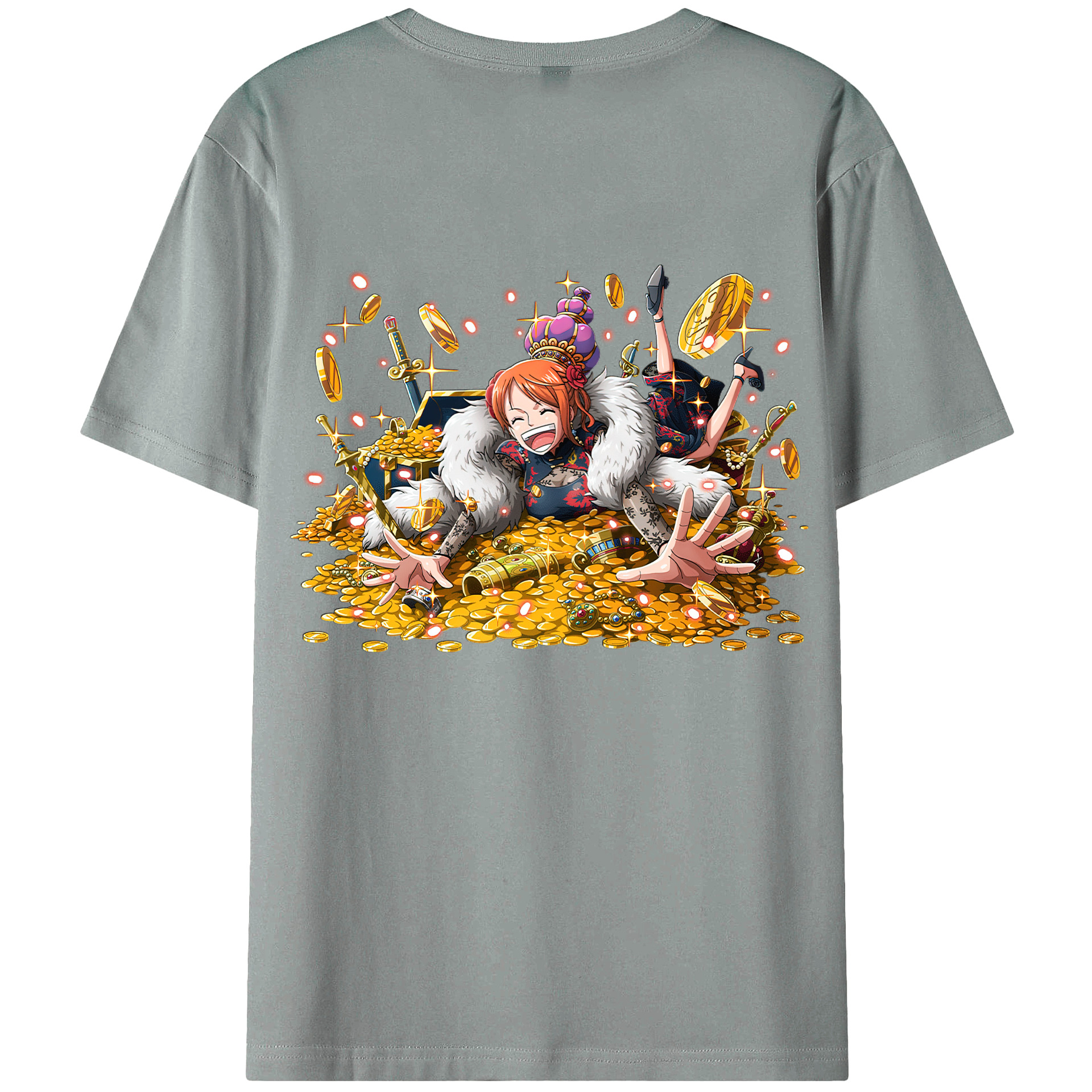 （画像用） ワンピース ナミ ONE PIECE Nami 綿100％ メンズ半袖Tシャツ（バックプリント） 通気性